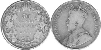 coin canadian old coin 50 cents 1911