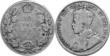 piece canadian old monnaie 50 cents 1920