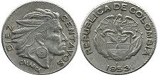 coin Colombia 10 centavos 1953