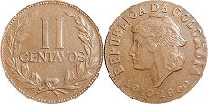 moneda Colombia 2 centavos 1960