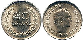 coin Colombia 20 centavos 1971