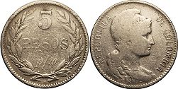 coin Colombia 5 pesos 1912
