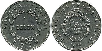 coin Costa Rica 1 colon 1975