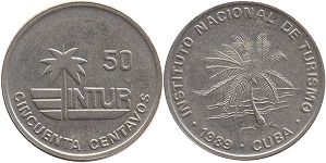 coin Cuba 50 centavos 1989