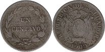 moneda Ecuador 1 centavo 1909