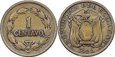 coin Ecuador 1 centavo 1928