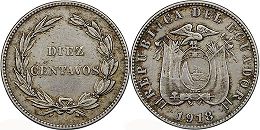 coin Ecuador 10 centavos 1918
