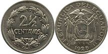 coin Ecuador2 1/2 centavos 1928