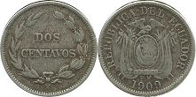 moneda Ecuador2 centavos 1909