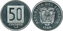 moneda Ecuador 50 centavos 1988