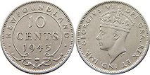 coin Newfoundland 10 cents 1945