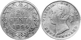 pièce de monnaieTerre-Neuve 20 cents 1894