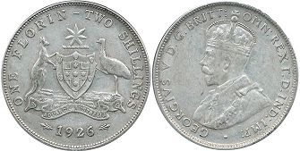 australian silver coin 1 florin 1926