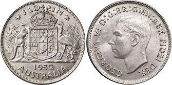 australian coin 1 florin 1952