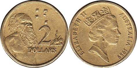 australian coin 2 dollars 1989 Elizabeth II