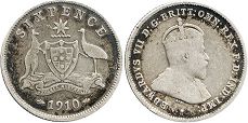australian silver coin 6 pence 1910