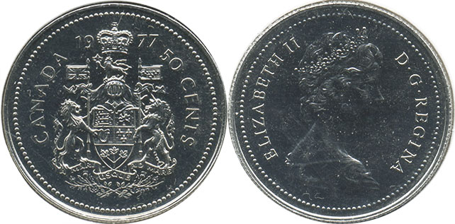 canadian coin Elizabeth II 50 cents 1977