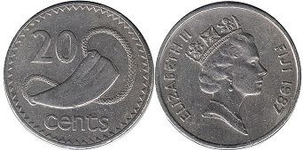 coin Fiji 20 cents 1987