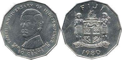 coin Fiji 50 cents 1980