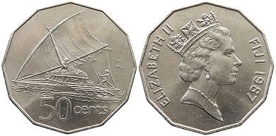coin Fiji 50 cents 1987