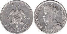 coin Fiji 6 pence 1934