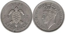 coin Fiji 6 pence 1937