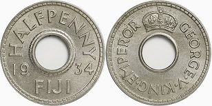 coin Fiji half penny 1934