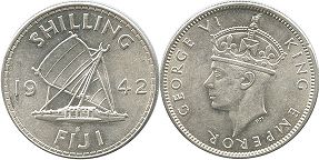coin Fiji shilling 1942