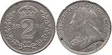 monnaie UK vieille 2 pence 1894