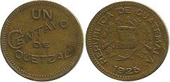 moneda antigua Guatemala 1 centavo 1925