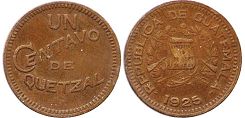 moneda Guatemala 1 centavo 1925