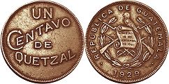 moneda antigua Guatemala 1 centavo 1929
