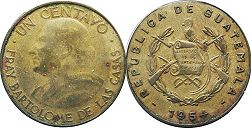 moneda Guatemala 1 centavo 1954