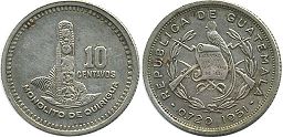 moneda Guatemala 10 centavos 1951