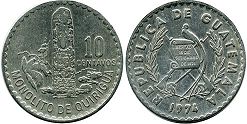 coin Guatemala 10 centavos 1974