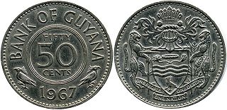 coin Guyana 50 cents 1967