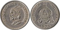 moneda Honduras 20 centavos 1973