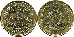 coin Honduras 5 centavos 1994