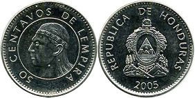 moneda Honduras 50 centavos 2005