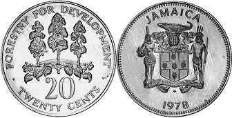 coin Jamaica 20 cents 1978