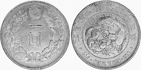 moneda Japón 1 yen 1891