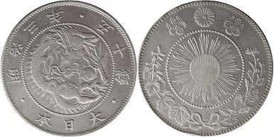 moneda Japón 50 sen 1870