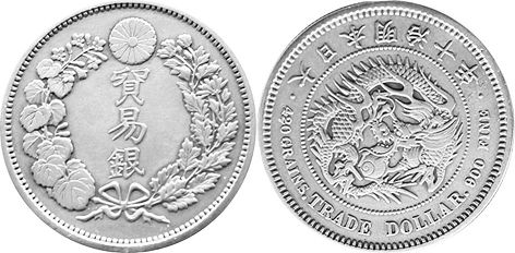 moneda Japón Dólar comercial 1877