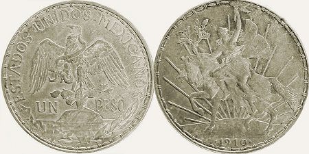 coin Mexico 1 peso 1910