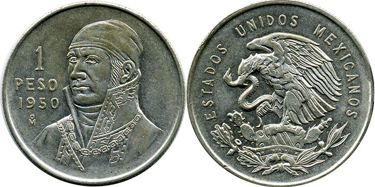Mexican coin 1 peso 1950