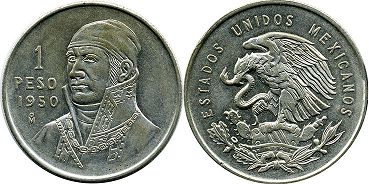 coin Mexico 1 peso 1950