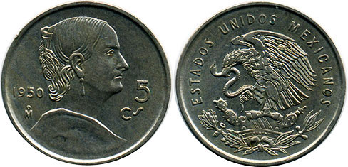 Mexican coin 5 centavos 1950