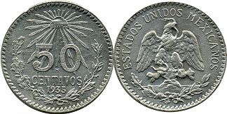 moneda Mexico 50 centavos 1935
