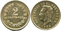moneda Salvador 2 centavos 1974