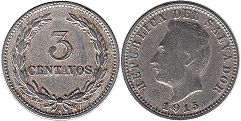moneda Salvador 3 centavos 1915
